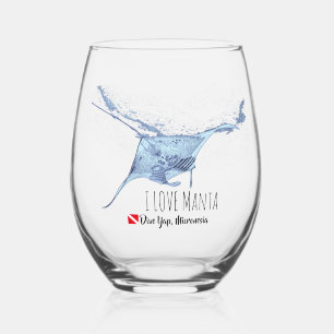 Verre À Vin Sans Pied Manta Ray Silhouette