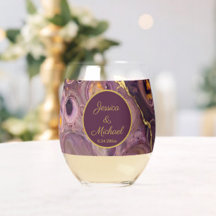 Verre À Vin Sans Pied Marbre violet de luxe prune