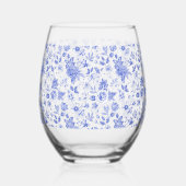 Verre À Vin Sans Pied Mariage ancien de style chinoiserie bleu et blanc (Recto)