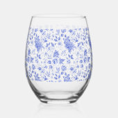 Verre À Vin Sans Pied Mariage ancien de style chinoiserie bleu et blanc (Verso)