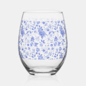 Verre À Vin Sans Pied Mariage ancien de style chinoiserie bleu et blanc (Gauche)