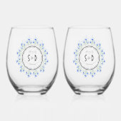 Verre À Vin Sans Pied Mariage Blue Crocus (Verso)