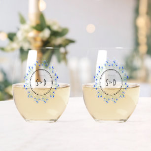 Verre À Vin Sans Pied Mariage Blue Crocus