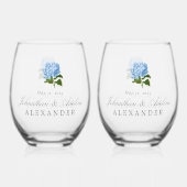 Verre À Vin Sans Pied Mariage Blue Hydrangea (Verso)