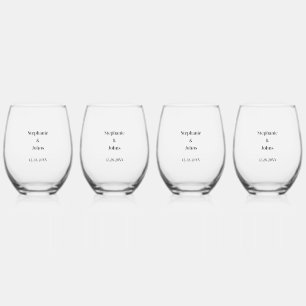 Verre À Vin Sans Pied Mariage Cadeau Faveur Définir Simple Minimal Nom P