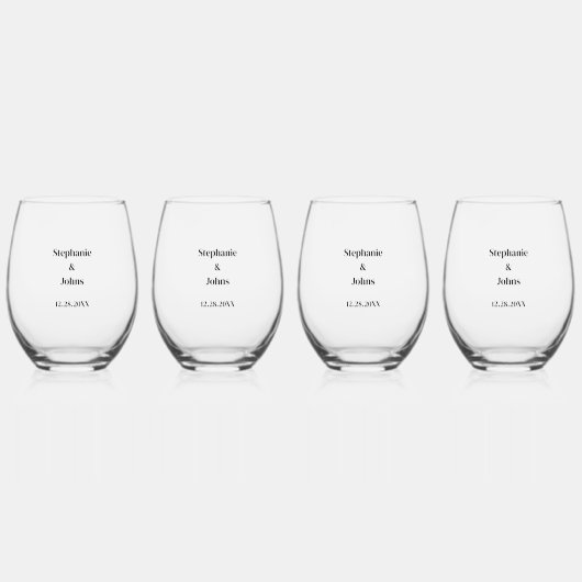 Verre À Vin Sans Pied Mariage Cadeau Faveur Définir Simple Minimal Nom P (Recto)