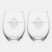 Verre À Vin Sans Pied Mariage campagnard noir et or (Verso)