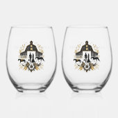 Verre À Vin Sans Pied Mariage campagnard noir et or (Recto)