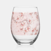 Verre À Vin Sans Pied Mariage chinois à deux fleurs de pêche (Recto)