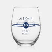 Verre À Vin Sans Pied Mariage côtier nautique Bridesmaid (Recto)
