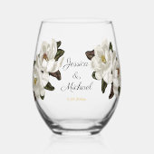 Verre À Vin Sans Pied Mariage de fleurs de Magnolia (Recto)