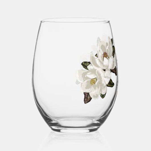 Verre À Vin Sans Pied Mariage de fleurs de Magnolia (Droite)