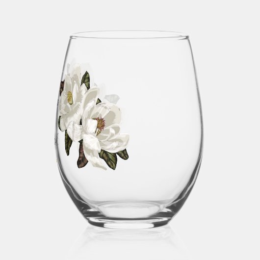 Verre À Vin Sans Pied Mariage de fleurs de Magnolia (Gauche)