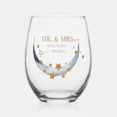 Verre À Vin Sans Pied Mariage de lune céleste d'or mystique (Recto)