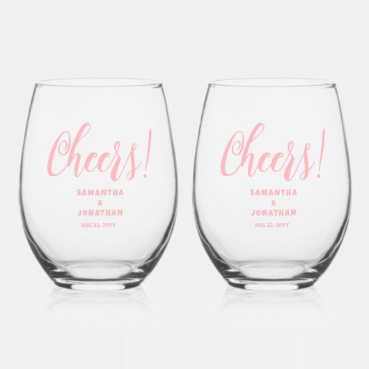 Verre À Vin Sans Pied Mariage de Merci rose (Recto)