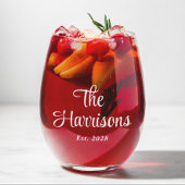 Verre À Vin Sans Pied Mariage de monogramme blanc élégant