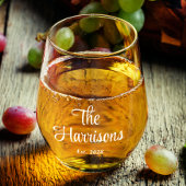 Verre À Vin Sans Pied Mariage de monogramme blanc élégant