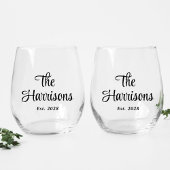 Verre À Vin Sans Pied Mariage de monogramme de script élégant