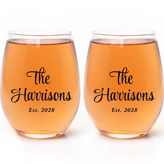 Verre À Vin Sans Pied Mariage de monogramme de script élégant