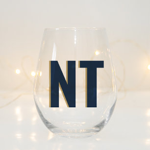 Verre À Vin Sans Pied Mariage de monogramme d'ombre branché Customisé St