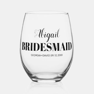 Verre À Vin Sans Pied Mariage de typographie du nom de la servante de Br