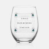 Verre À Vin Sans Pied Mariage design Art déco bleu (Verso)