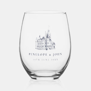 Verre À Vin Sans Pied Mariage élégant de château vintage de destination