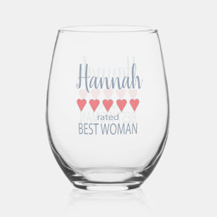 Verre À Vin Sans Pied Mariage et mariage 5 Coeur Meilleure femme