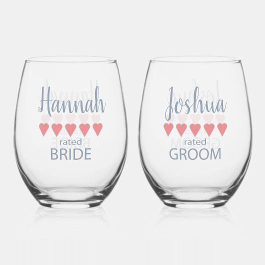 Verre À Vin Sans Pied Mariage et mariage 5 Mariée de coeur (Recto)