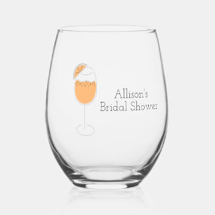 Verre À Vin Sans Pied Mariage et Spritz Bubbly Cocktail Shower de Mariée
