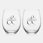 Verre À Vin Sans Pied Mariage Faveur M. Mme Black White (Recto)
