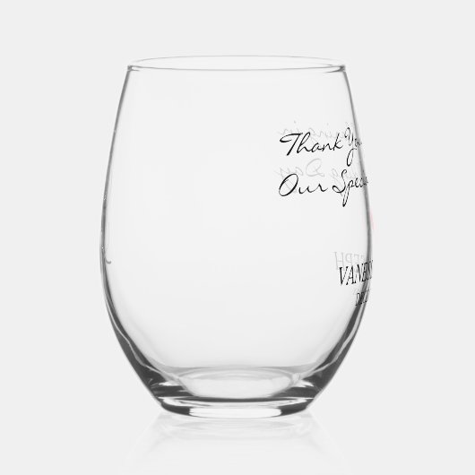 Verre À Vin Sans Pied Mariage Faveurs Monogramme Coeur rouge (Droite)