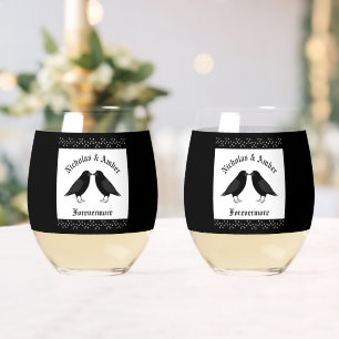Verre À Vin Sans Pied Mariage gothique Baiser Ravens Personnalisé