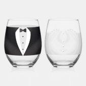 Verre À Vin Sans Pied Mariage habillé de mariée et de chambre M & Mme (Recto)