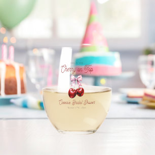 Verre À Vin Sans Pied Mariage Moderne Rose Cerise avec un Nœud Rose pour