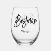 Verre À Vin Sans Pied Mariage noir blanc Bestman  (Verso)