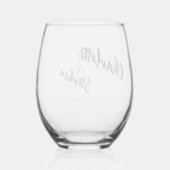 Verre À Vin Sans Pied Mariage personnalisé script noir blanc (Verso)