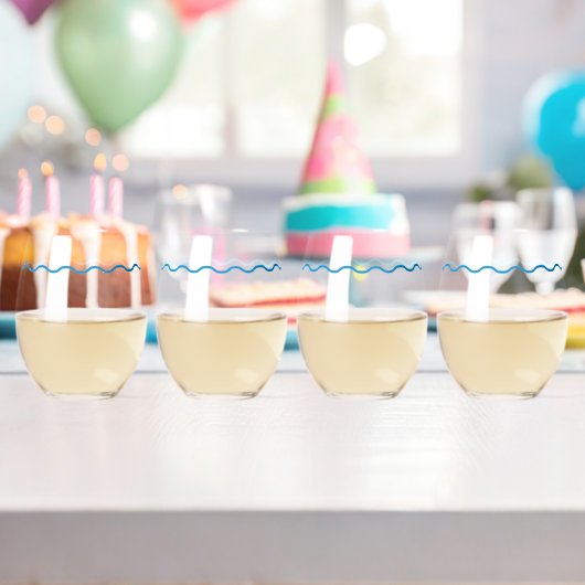 Verre À Vin Sans Pied Mariage rétro Blue Wavy (Insitu (Anniversaire))