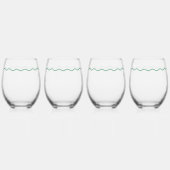 Verre À Vin Sans Pied Mariage rétro Green Wavy (Dos)