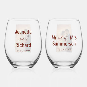 Verre À Vin Sans Pied Mariage Romantique de Monsieur et Madame Sunset Be