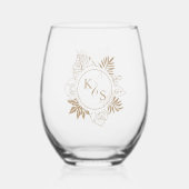 Verre À Vin Sans Pied Mariage romantique de verdure tropicale (Recto)