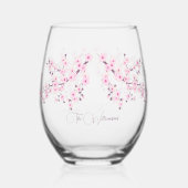 Verre À Vin Sans Pied Mariage rose fleurs cerisier (Recto)