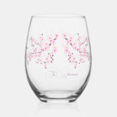 Verre À Vin Sans Pied Mariage rose fleurs cerisier (Verso)