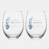 Verre À Vin Sans Pied Mariage sur mesure Eucalyptus Greenery (Recto)