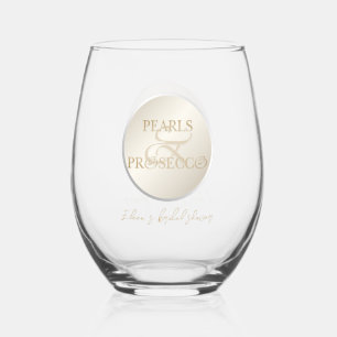 Verre À Vin Sans Pied Mariage tendance avec perles esperluette et prosec