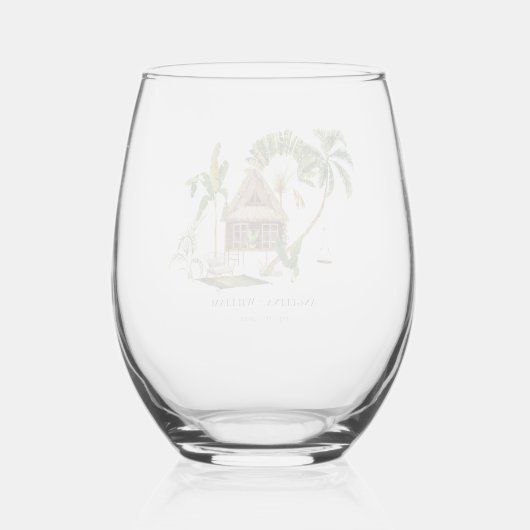 Verre À Vin Sans Pied Mariage Tropical Palm Tree (Verso)