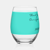 Verre À Vin Sans Pied Mariage Turquoise Faveurs Monogramme Coeur Rouge (Droite)