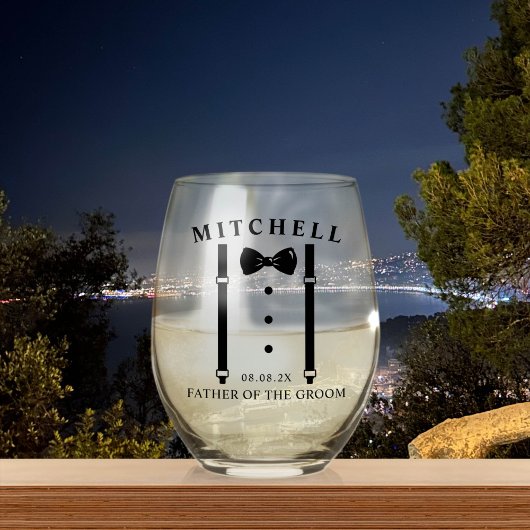 Verre À Vin Sans Pied Mariage Tuxedo Père personnalisé de la chambre