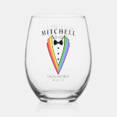Verre À Vin Sans Pied Mariage Tuxedo Personnalisé Groomsman Stemless Win (Verso)