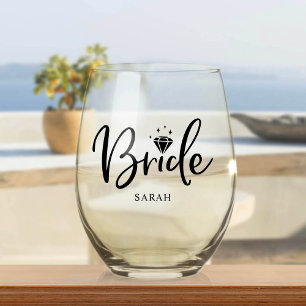 Verre À Vin Sans Pied Mariée Babe Bachelorette Nom personnalisé Vin Stem